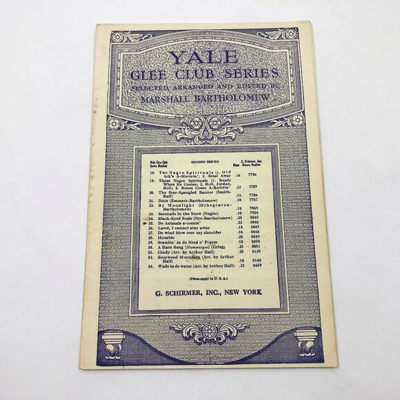 Vintage 1936 Yale Glee Club Series De Animals a-Comin' Music Booklet 11 pages - Picture 1 of 4